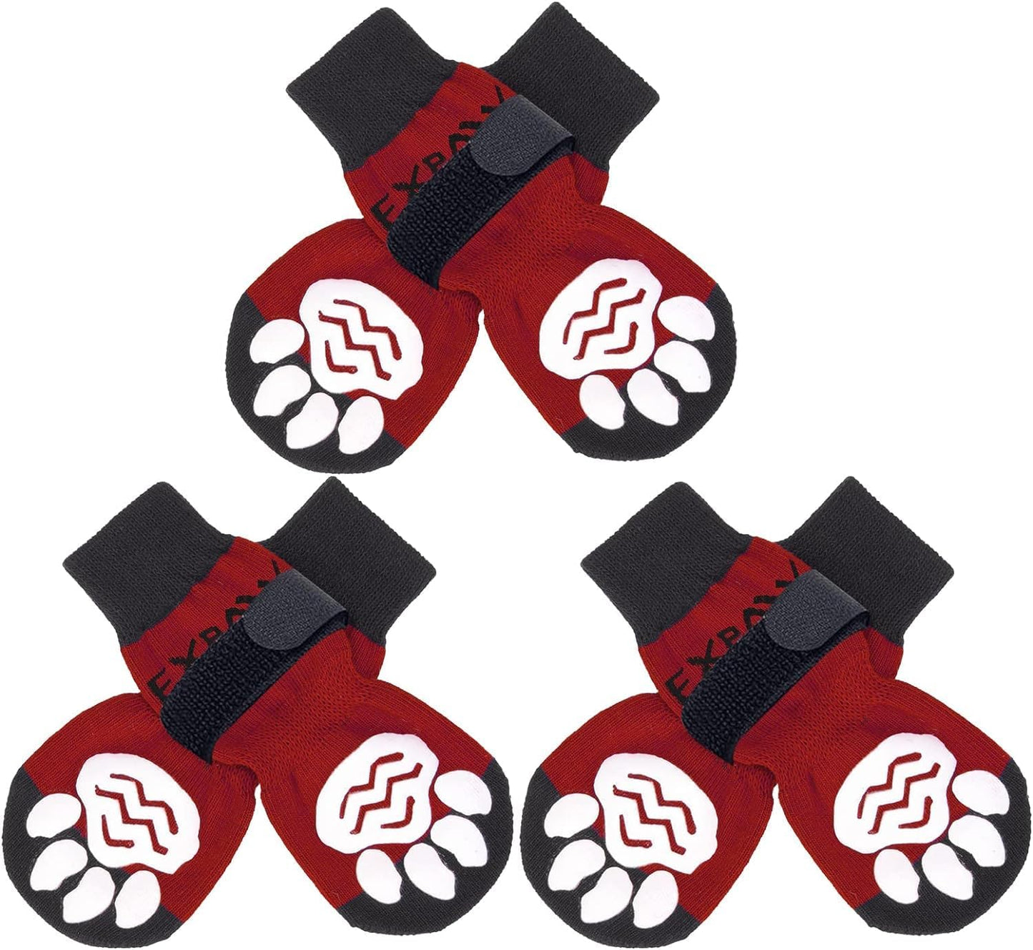 EXPAWLORER 6Pcs Anti-Slip Dog Socks to Prevent Licking Paws,Dog Shoes for Hot Pavement,Dog Booties Traction Control on Hardwood Floor,Boots & Paw Protectors, for Puppy Small Medium Large Senior Dogs