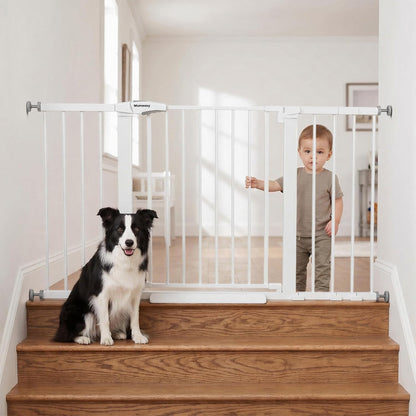 Mumeasy 36" High Extra Tall Dog Gate, 29.6"-40.5" Wide Pressure Mounted Tall Baby Gate for Dog, Auto Close Pet Gate with Door for Stairs,Doorways,House,Black
