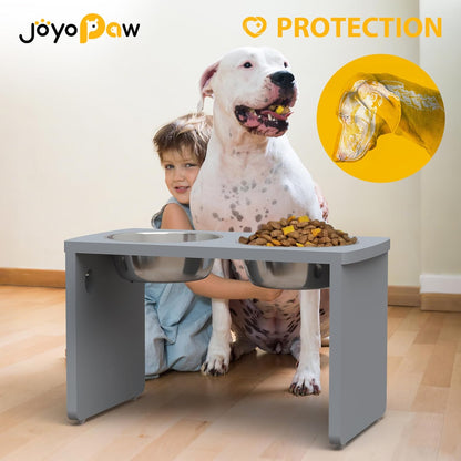 Elevated Dog Bowls, Bamboo Raised Dog Bowl for Medium Dogs, with 2 Stainless Steel Bowls (7'' Tall-40 oz Bowl)