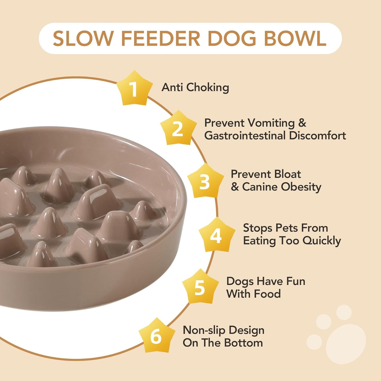 Havniva Ceramic Slow Feeder Dog Bowls, 1.6 Cups Dog Bowl Slow Feeding for Medium Breed, 8.2inch Puzzle Dog Food Bowl Slow Feeder Non-Slip Anti-Gulping and Anti-Choking Reduces Bloating