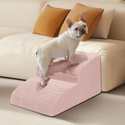 Dog Stairs for Small Dogs - High Density Foam Dog Ramp, Extra Wide Pet Steps with Non-Slip Bottom for High Beds, Couche and Sofa, Best for Pet Injured, Older Dogs Cats (Grey, 4 Steps)