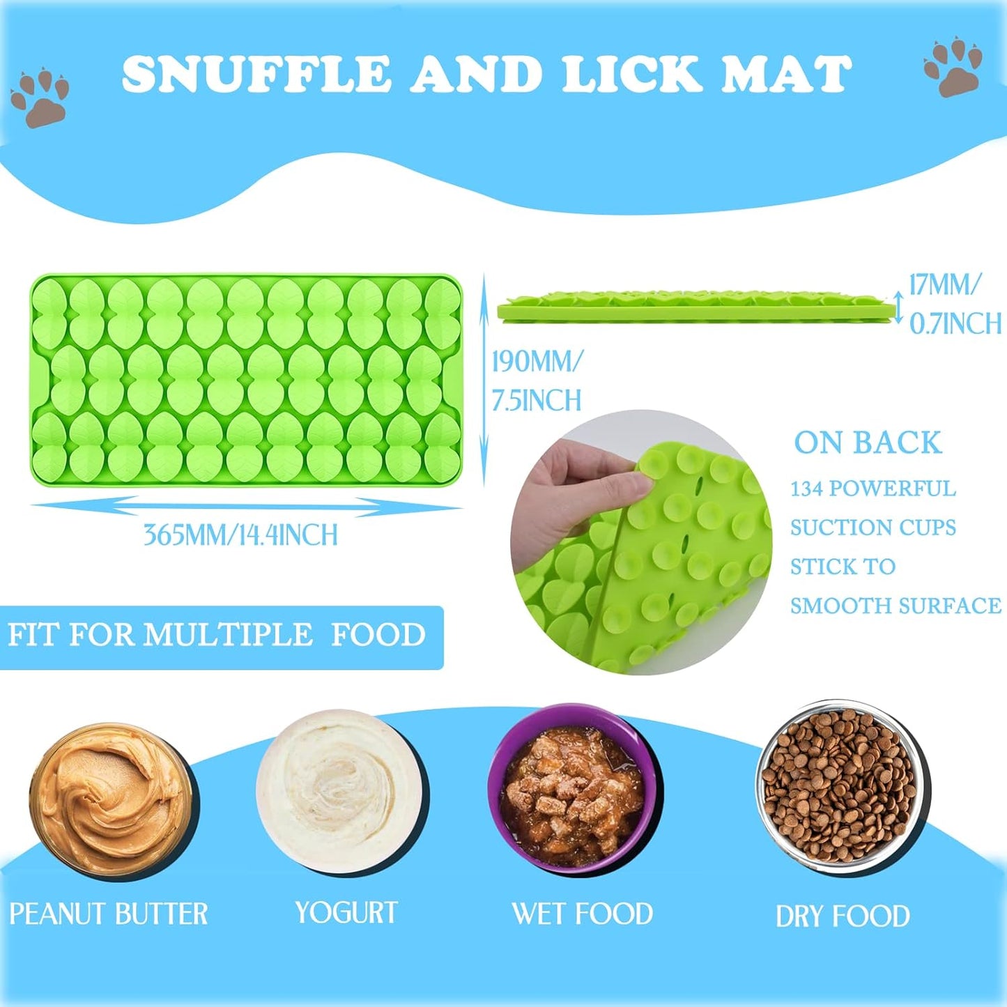 Silicone Snuffle Mat for Dogs Slow Feeder Lick Mat with Suction Cups Dogs Sniff Mat Dogs & Cats Entertainment Toys for Boredom(Black)