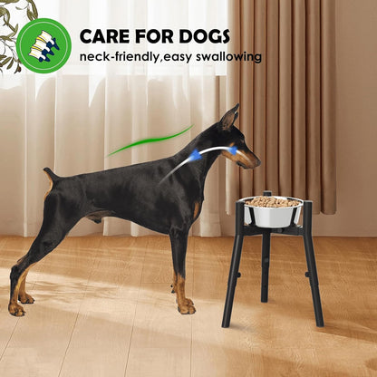 Dog Bowl Stand for Medium Large Dogs, Adjustable Width Elevated Dog Bowls 7-10.6", Raised Dog Food Water Bowls, 11 inch Tall Single Holder, Black,Bowl Not Included