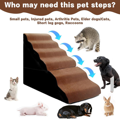 Dog Stairs for High Beds 30-36 inches Tall, 6-Step Dog Steps for Bed 32-36 inches for Small Large Dogs, Doggie Ramp for Bed, 30D Foam Pet Stairs for Old Dogs/Cats, Free-Installation, Grey