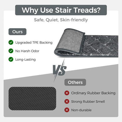 sarben Non Slip Stair Treads for Wooden Steps 15PCS - 8"x30" Indoor Safety Carpet, Edging Mats with TPE Adhesive Backing, Pet and Elderly Friendly Stair Rugs (Taupe) - Colors B