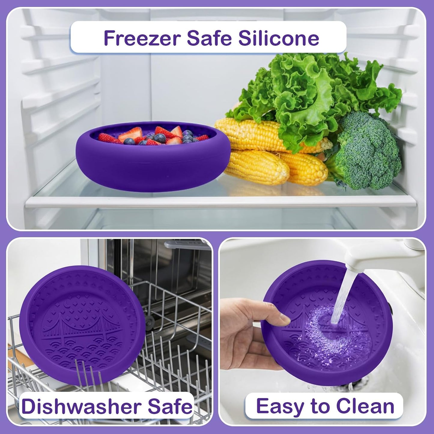 Dog Lick Bowl, BPA Free Silicone Slow Feeder Licking Mat with Strong Suction for Dog, Non-Slip Freeze Licking Bowl for Anxiety Relief & Boredom, Dishwasher(Blue, Large)