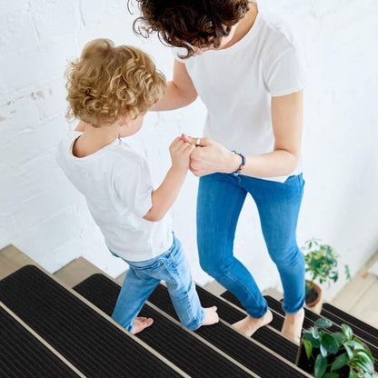 RIOLAND Stair Treads Carpet Non-Slip Indoor Stair Runners for Wooden Steps, Stair Rugs for Kids and Dogs, Set of 15, 8" X 30", Gray