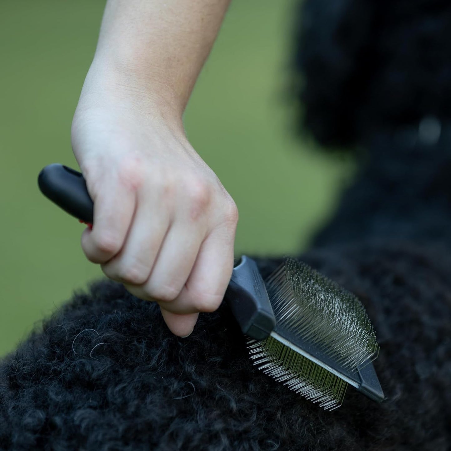 Jeffers Pet Dual Level Pin Universal Slicker Brush for Dogs, Cats & Small Pets - Curved Grooming Brush with Long & Short Pins for Shedding, Detangling, Finishing - Remove Mats & Dead Coat - Large