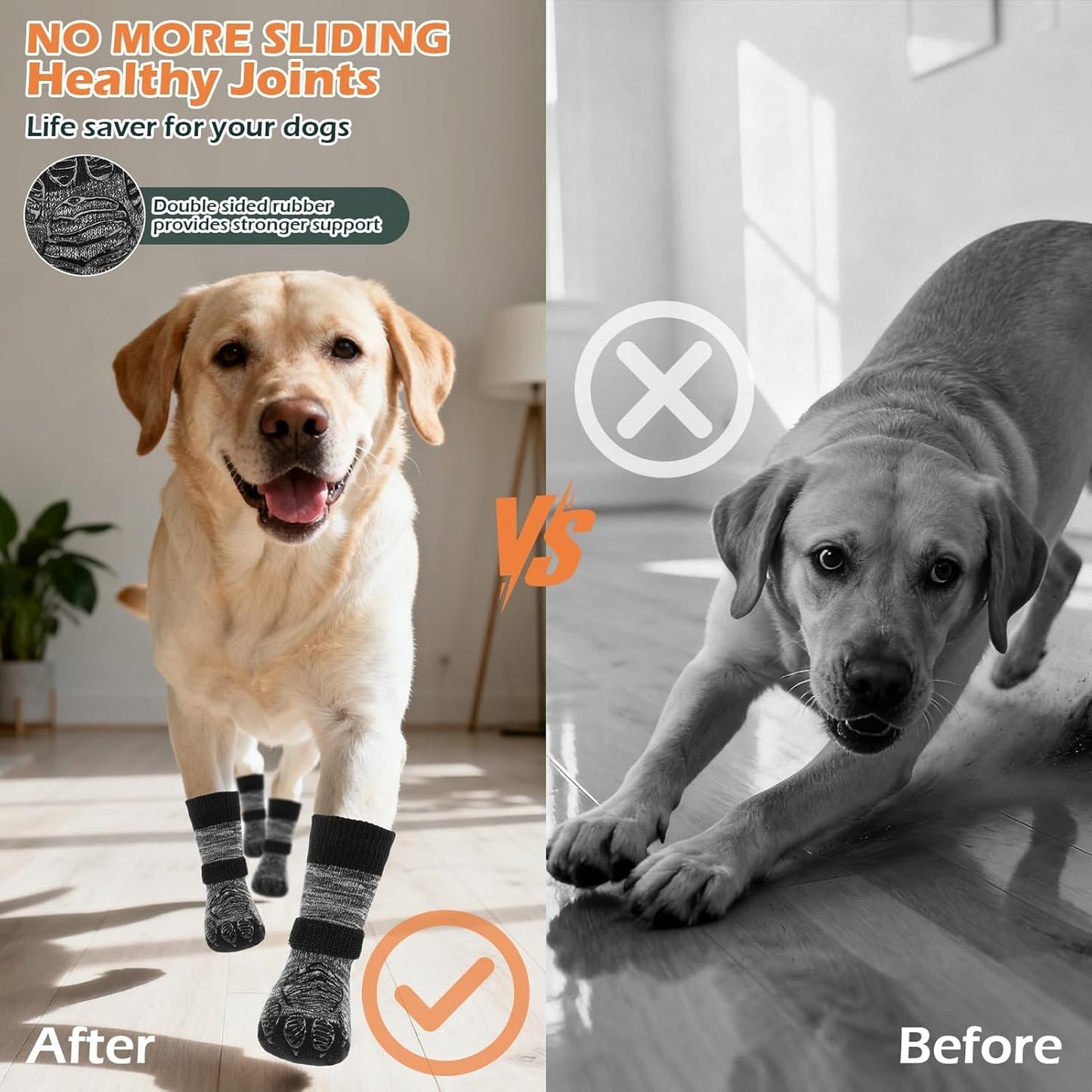 EXPAWLORER Anti Slip Dog Socks to Prevent Licking Paws, Dog Shoes for Hot Pavement Walk, Dog Booties for Hardwood Floors, Dog Boots & Paw Protectors with Grippers for Small Medium Large Senior Dogs M