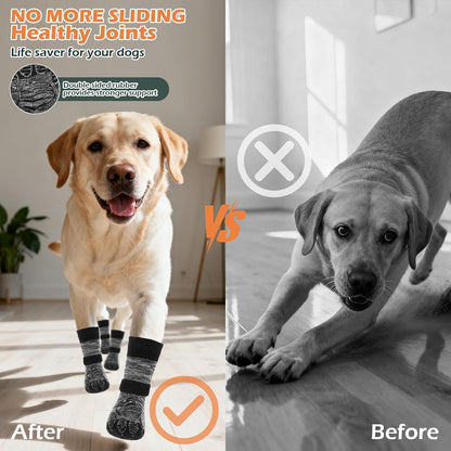 EXPAWLORER Anti Slip Dog Socks to Prevent Licking Paws, Dog Shoes for Hot Pavement Walk, Dog Booties for Hardwood Floors, Dog Boots & Paw Protectors with Grippers for Small Medium Large Senior Dogs M