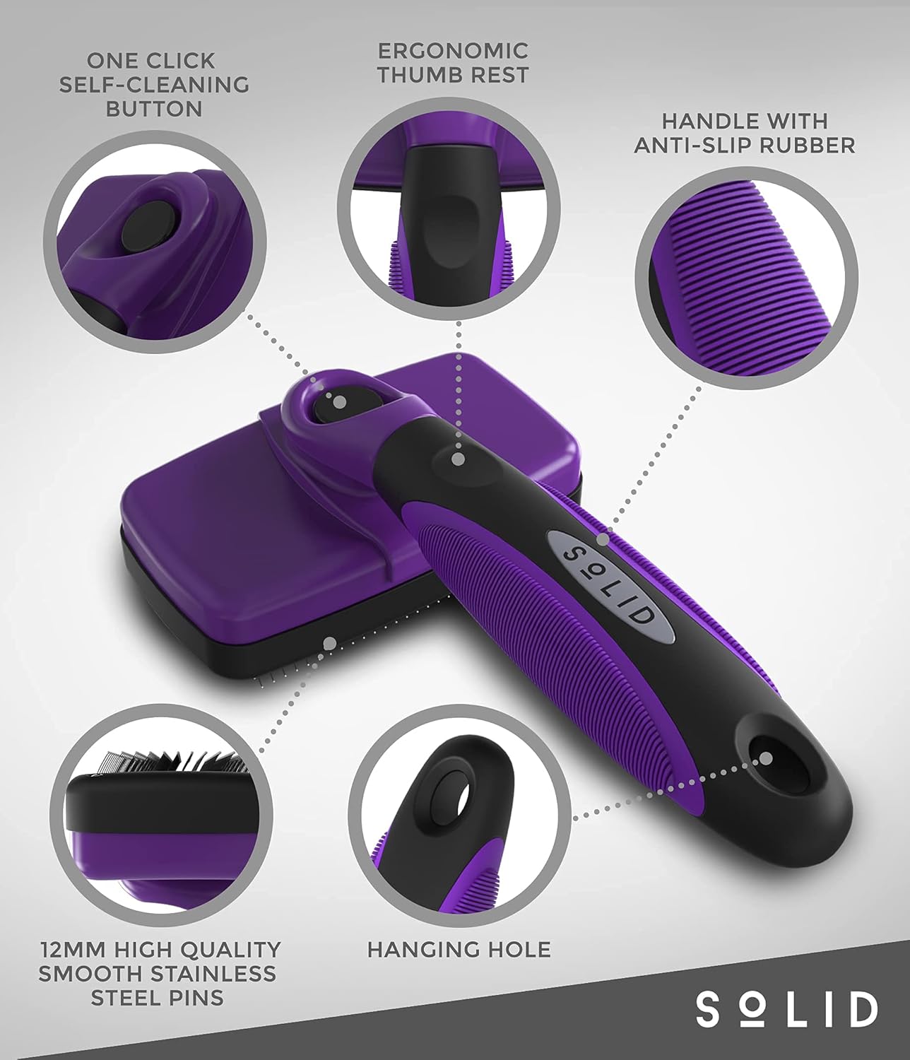 Pet Slicker Brush - Dog & Cat Brush for Shedding & Grooming - Dematting & Detangling Self-Cleaning Brushes for Dogs, Cats & Pets