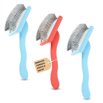 Slicker Brush for Dogs - Long Pin for Poodles, Doodles & Long Haired Dogs, Deshedding & Dematting Tool, Slicker Dog Brushes for Grooming (Coral, Flat Large)