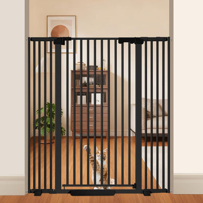 51'' Extra Tall Cat Gate for Doorways Hallways 30-40.9'' Wide, Pressure Mounted Pet Dog Gates No Drilling Auto Close, Cat Fence Barrier Indoor Climb Proof (Black)