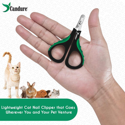Candure Dog Nail Clippers Professional Pet Nail Clipper Suitable for Cats, Rabbits and Guinea Pigs - Safety Lock/Protective Guard to Avoid Over Cutting (Green, Medium to Small)