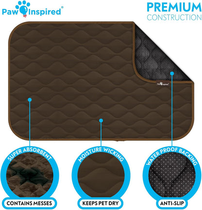 Paw Inspired Washable Padded Crate Mats for Dogs | 29” x 18” Pad, Fits 30-inch Kennels | Leakproof, Waterproof Bottom, Plush Pet Beds (Gray)