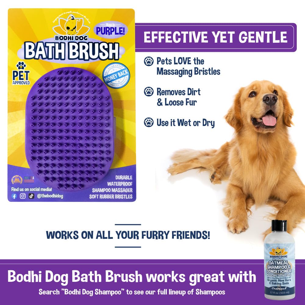 Bodhi Dog Shampoo Brush - Pet Grooming & Bath Supplies for Dogs and Cats - Bath Brush for Long & Short Hair - Premium Scrubber for Shower, Bathing & Massage (One Pack, Blue)