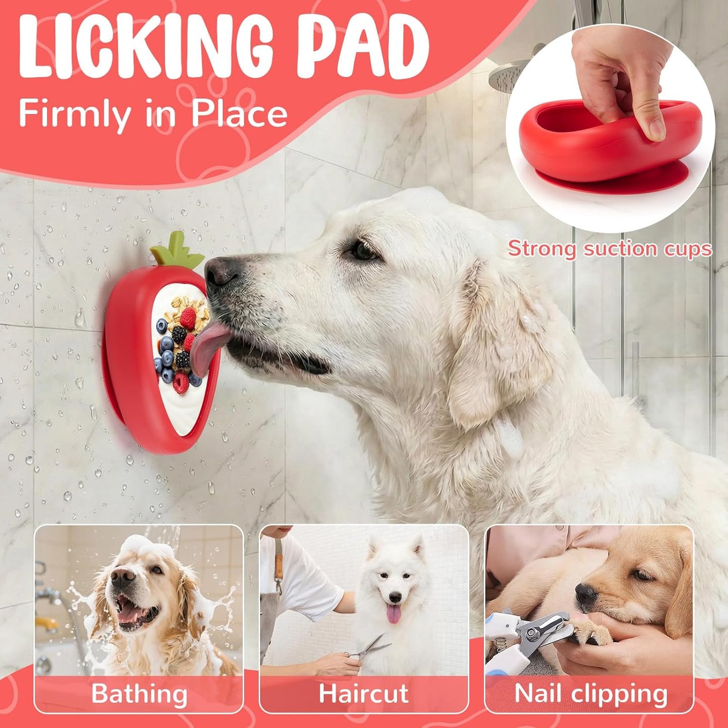 Freeze Dog Lick Bowl, Animire Non-Slip Slow Feeder Lick Mat for Dogs, Silicone Dog Enrichment Bowl for Distraction Anxiety Relief Boredom, BPA Free, Dishwasher Safe(Rose,S)
