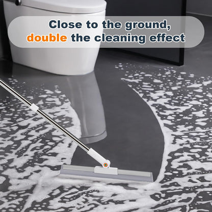 Rubber Squeegee Broom for Floor,62" Long Handle Window Squeegee, Silicone Pet Hair Remover,Magic Squeegee Broom for Indoor Cleaning,Cleans Glass, Hair, fine dust, Liquids, Suitable Smooth Floors, Rugs