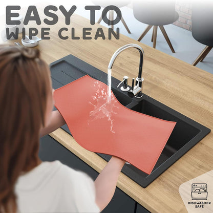Dog Food Mat - Raised Edges Dogs Mat for Food and Water Prevent Spill, Waterproof Cat Food Mats Protect Floors, Easy Clean Dog Bowl Mats for Food and Water, Silicone Pet Feeding Placemats