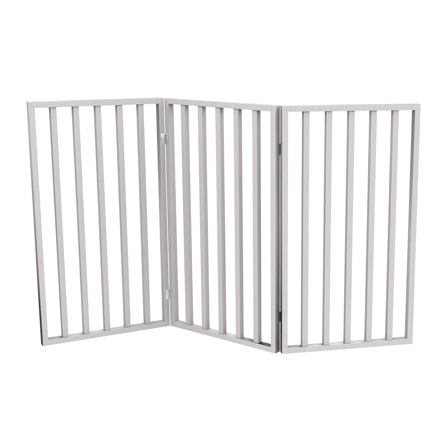 Indoor Pet Gate - 3-Panel Folding Dog Gate for Stairs or Doorways - 54x32-Inch Tall Freestanding Pet Fence for Cats and Dogs by PETMAKER (Brown)