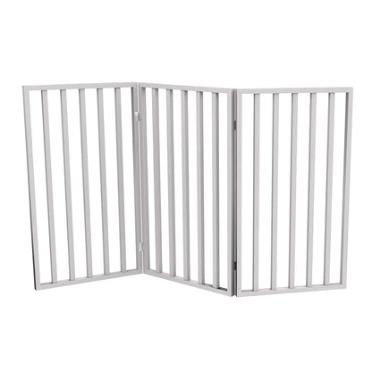 Indoor Pet Gate - 3-Panel Folding Dog Gate for Stairs or Doorways - 54x32-Inch Tall Freestanding Pet Fence for Cats and Dogs by PETMAKER (Brown)