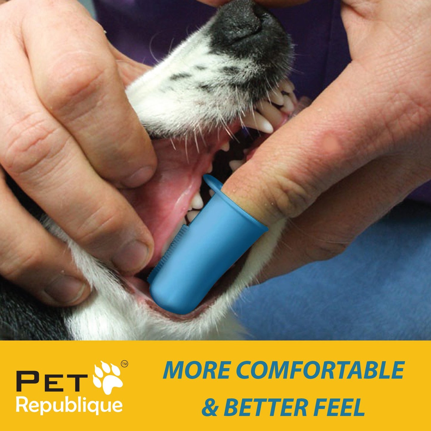 Pet Republique Dog Finger Toothbrush Set of 3 - Dental Hygiene Brushes for Dogs, Cats, Most Pets