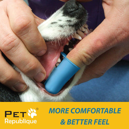 Pet Republique Dog Finger Toothbrush Set of 3 - Dental Hygiene Brushes for Dogs, Cats, Most Pets