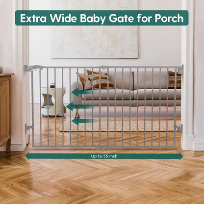 Babelio Baby Gate for Stairs, Kitchen & Doorways, 26-43" W 28" H No Bottom Bar| Easy Installation| One-Handed Operation| Auto-Close| Hardware Mount (Drill Needed) Safety Dog/Pet Gate Indoor (White)