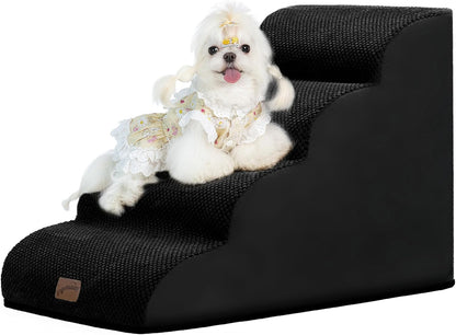 GoGoBunny Ramp Dog Stairs for Couch Sofa and Chair 15.7" H, 3-Step Pet Steps for Small Dogs and Cats, Non-Slip Waterproof Fabric Cover, Stable and Balanced Indoor Step, Pets Friendly, Grey