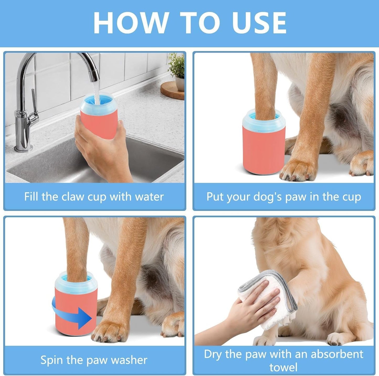 ODAWA Dog Paw Cleaner Cup Royal Blue Muddy Paw Cleaner with Soft Bristle