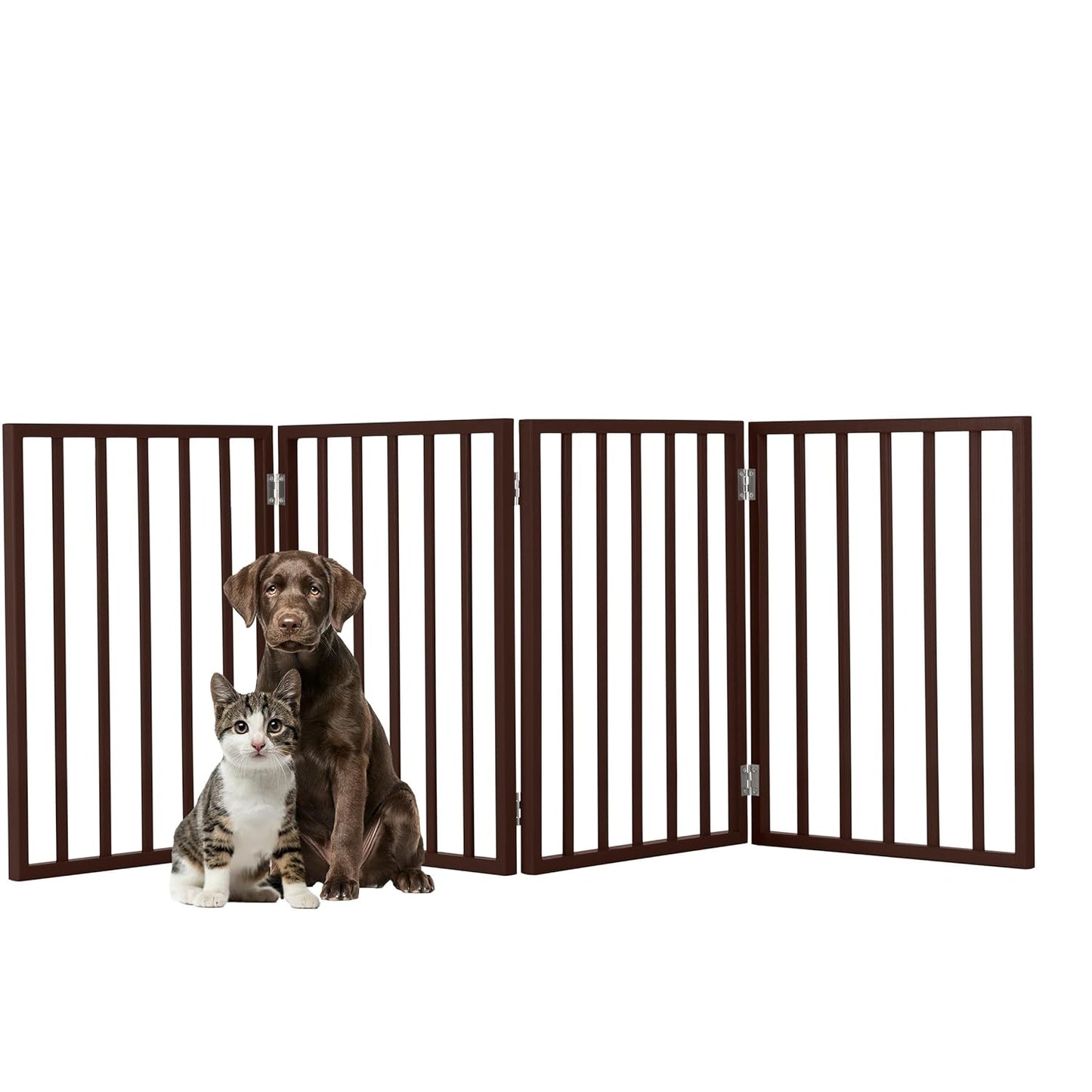 Pet Gate - 3-Panel Indoor Foldable Dog Fence for Stairs, Hallways, or Doorways - 55x24-Inch Retractable Freestanding Dog Gates by PETMAKER (White)