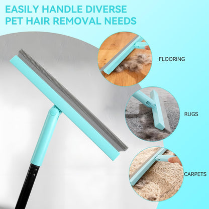 Rubber Broom Carpet Rake with Air Broom,Reusable Strong Grooming Gloves, for Carpet Pet Hair Remover Hardwood Floor, Cleans Glass, Fine Dust, Hair, Liquid