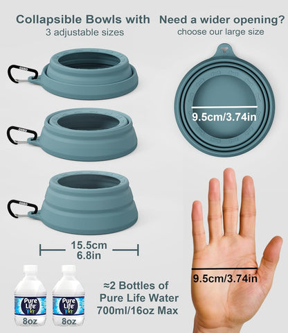 OHMO Spill Proof Collapsible Dog Water Bowl 24oz for Cars, No Splash Portable Bowls for Dog Travel, Dishwasher Safe, Pet Essentials for Road Trips, Cat Travel Accessories