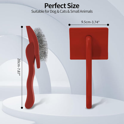 Pet Slicker Brush for Long & Short Hair - Detangling Tool for Dogs & Cats - 135° Angled Stainless Steel Pins, Curved Handle - Gentle Grooming for Small/Medium/Large Breeds (Lavender)