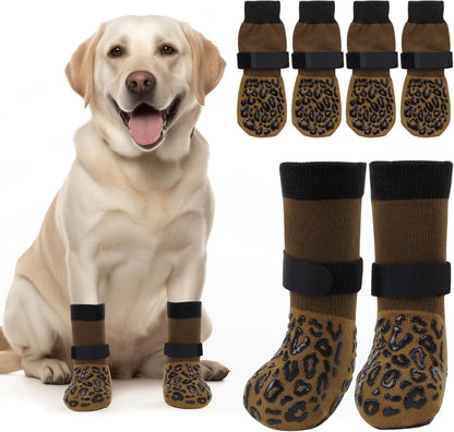 PICK FOR LIFE Non Slip Dog Socks with Grippers Prevent from Licking Paws,Anti-Slip Dogs Grip Socks for Senior Dogs on Hardwood Floor(Grey,2Pairs,L)