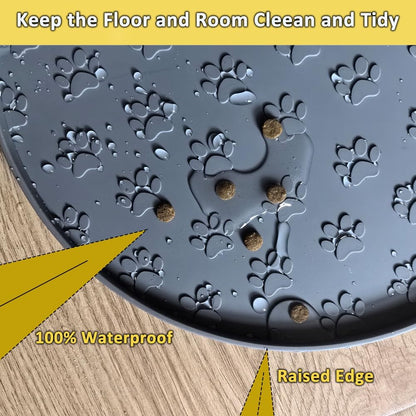 Pet Feeding Mat, Waterproof, Raised Edges to Prevent Spills, Easy Clean in Dishwasher, Dogs and Cats Placemat Tray to Stop Food and Water Bowl Messes on Floor(1Pack Beige)