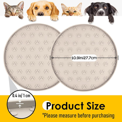 Pet Feeding Mats for Food and Water, Waterproof Anti-Slip Placemats for Dog Cat Bowl, 1 Pack Silicone Pet Food Mat, Dishwasher Safe 10.9 × 10.9 (1 Pack, Black)