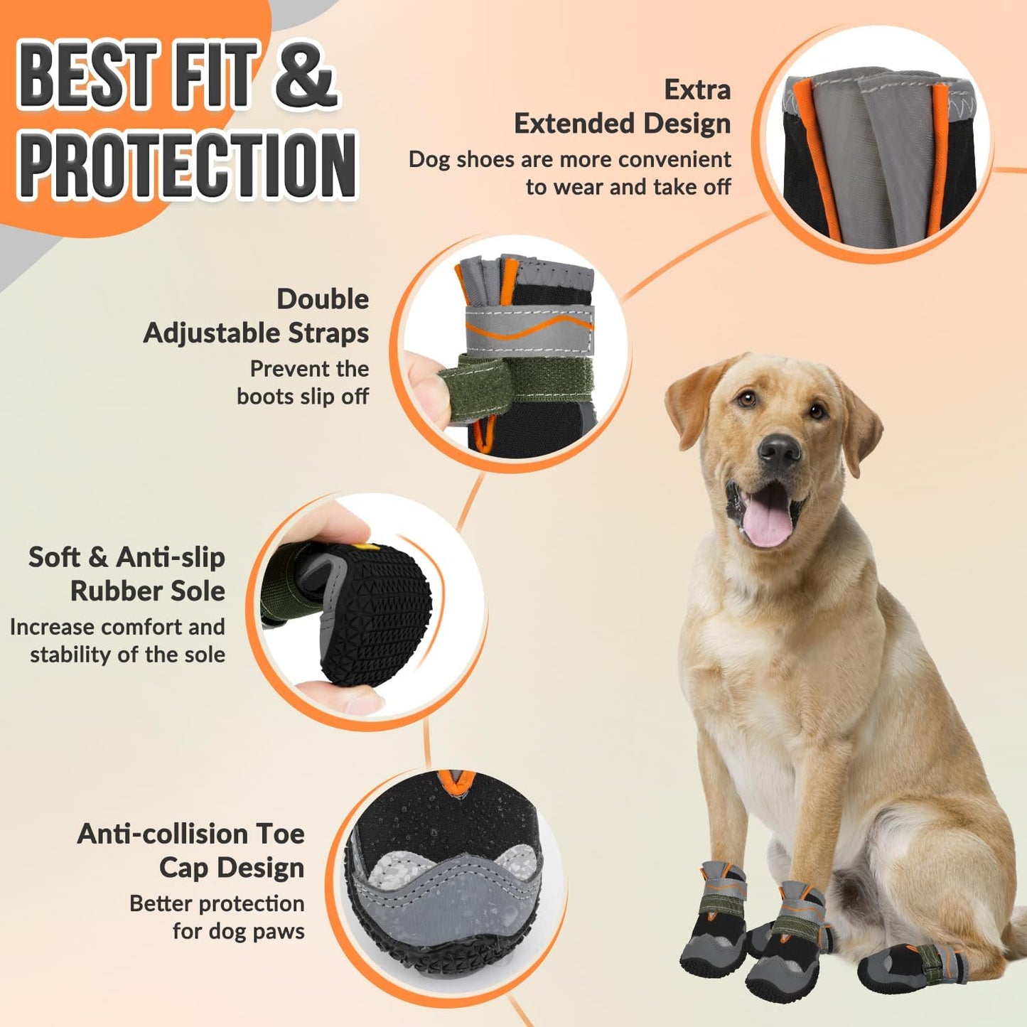 SlowTon Dog Shoes for Large Small Medium Dogs - Breathable Dog Boots for Summer Hot Pavement, Paw Protector for Outdoor Walking Winter Snow, Anti-Slip Rubber Dog Booties for Hardwood Floor (Green, 6)