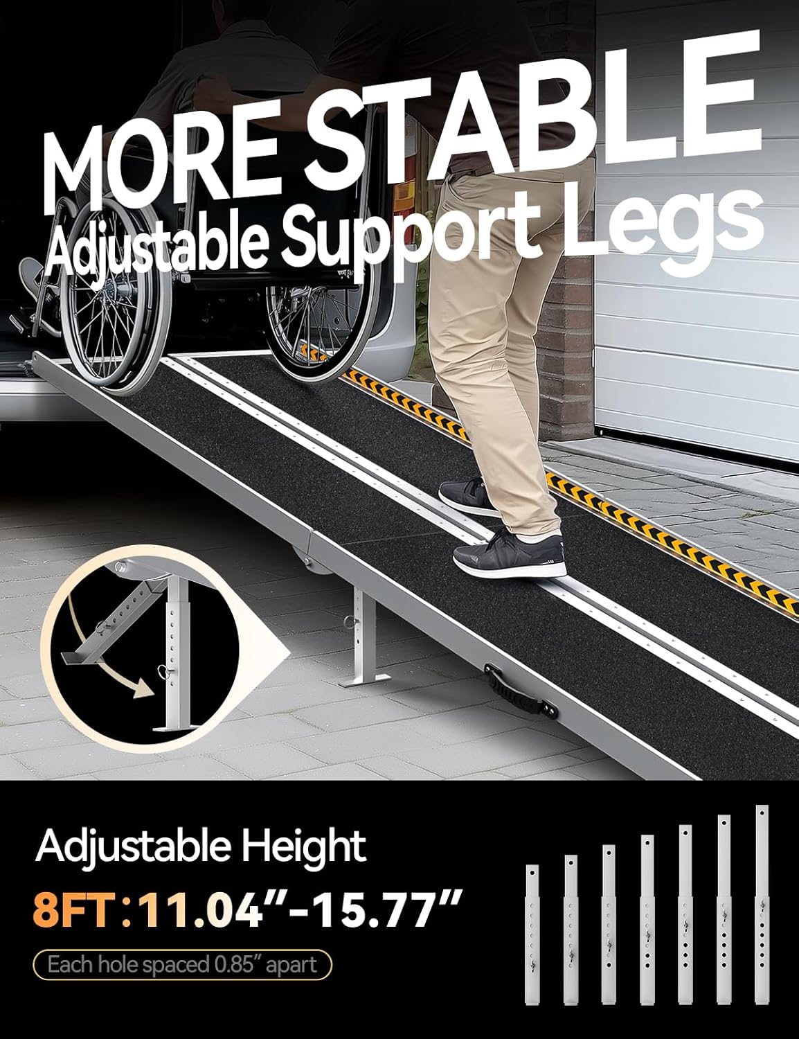FACHNUO 2 Feet Portable Wheelchair Ramp, Non-Skid Aluminum Handicap Ramps with Handle, Folding Threshold Wheel Chair Ramp for Home Steps, Stairs, Entry, Doorways, Applicable Height 2-6 inches
