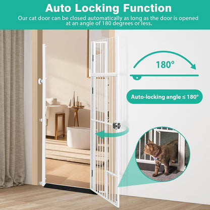71 inch Extra Tall Gates for Cats Dogs, Adjustable 28.7" and 37.5" Wide Cat Gate, Pressure Mounted Full Door Pet Gate for Doorway, Stairs,House (Black, 71")