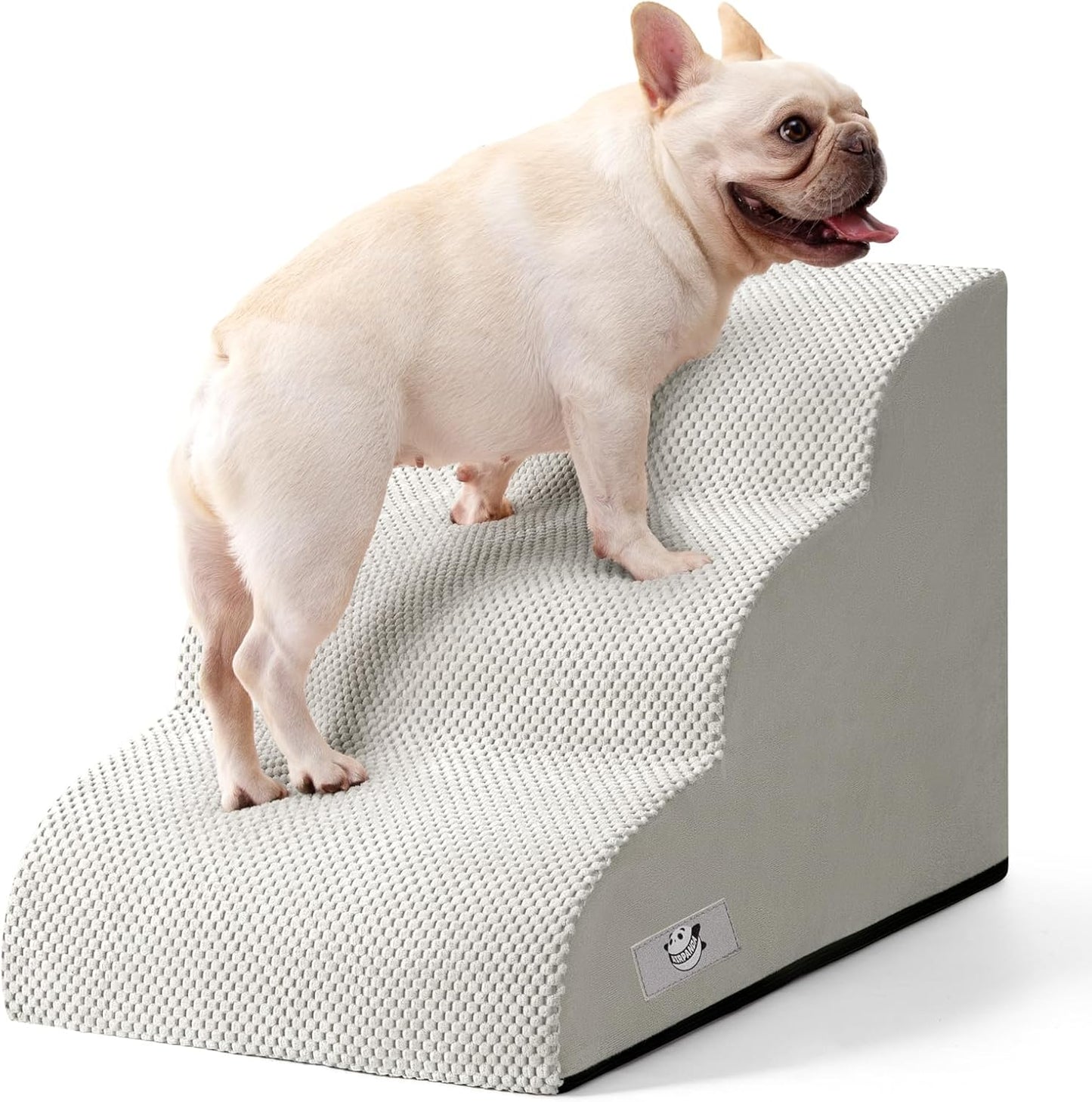 Airpanda Dog Stairs for Small Dogs and Cats – 3 Step Pet Ramp for Couch & Sofa, Non-Slip Dog Steps for Pets, Washable Cover, High-Density Support Foam for Easy Climbing,Beige