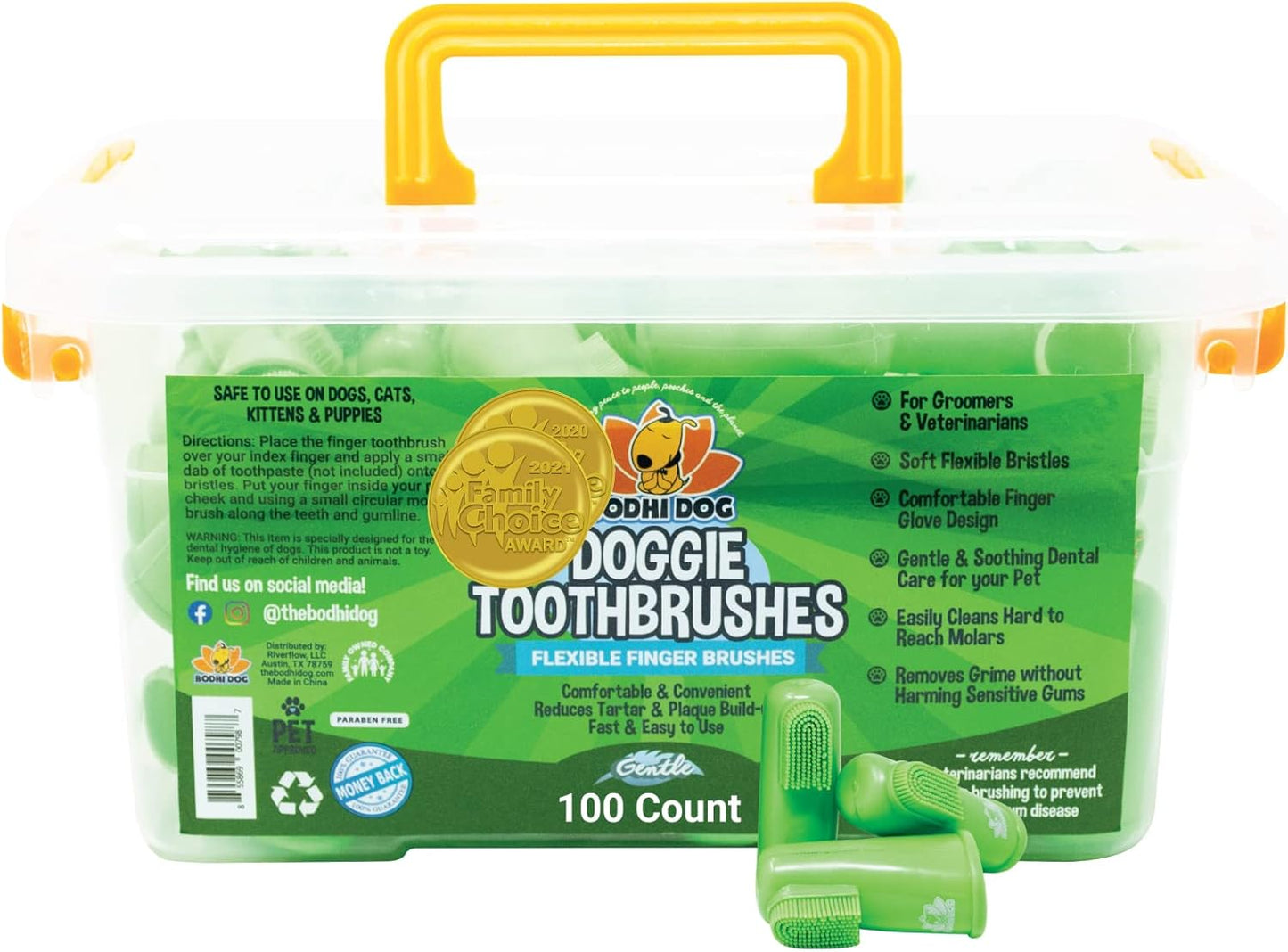 Bodhi Dog Finger Toothbrush for Dogs & Cats - Puppy Toothbrush with Soft Flexible Silicone Bristles, Gentle for Sensitive Gums, Promotes Healthy Teeth & Gums, Easy Teeth Cleaning Tool (50 Count)