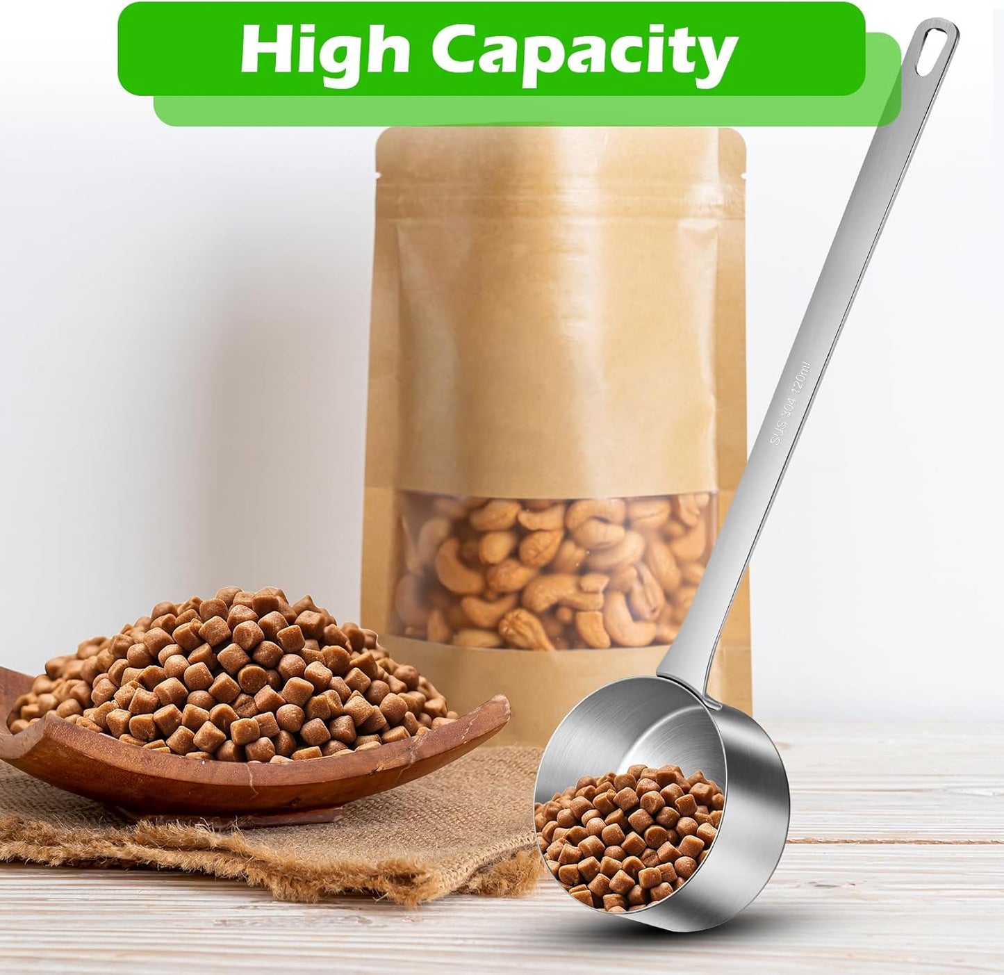 1 Cup Dog Food Scoop,Scoop for Dog Foods with 7.8'' Long Handle,Stainless Steel Dog Food Measuring Cups for Pet Foods,Easy to Clean (1CUP)