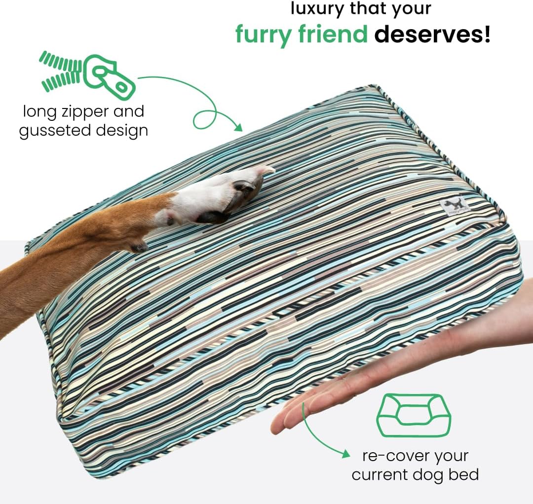 Molly Mutt Medium to Large Dog Bed Cover- Forever Young Print - Measures 27”X36”X5’’ - 100% Cotton - Durable - Breathable - Sustainable - Machine Washable Dog Bed Cover (Dd82b)