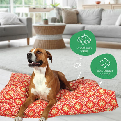 Molly Mutt Medium to Large Dog Bed Cover- Forever Young Print - Measures 27”X36”X5’’ - 100% Cotton - Durable - Breathable - Sustainable - Machine Washable Dog Bed Cover (Dd82b)