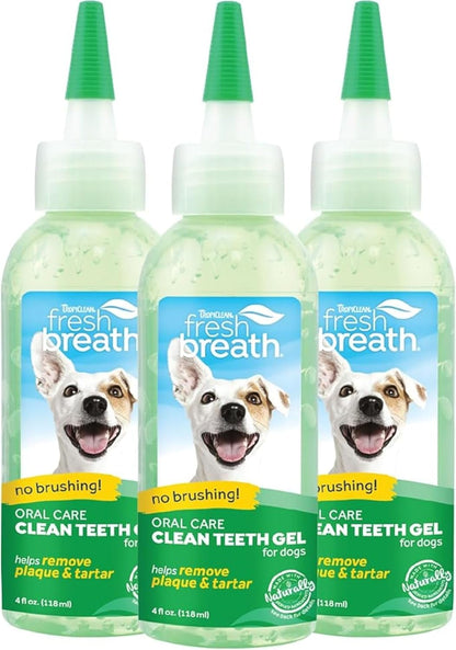 TropiClean Fresh Breath Dog Toothpaste for Teeth Cleaning, Breath Freshener, Easy Plaque & Tartar Remover Gel, No Toothbrush Needed, Peanut Butter, 2oz.