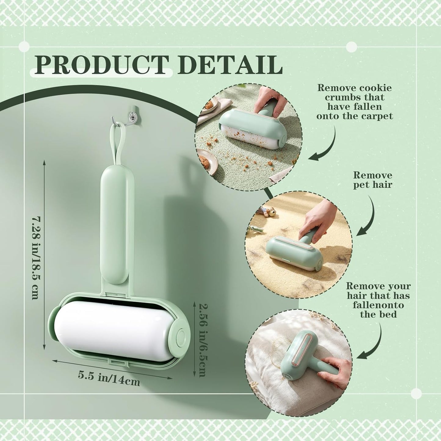 Sliner 2 Pack Reusable Lint Roller for Pet Hair New Silicone Washable Sticky Roller Portable Lint Remover Extra Sticky Cleaner Cat Dog Hair Remover for Pet Clothes Sofa (White)