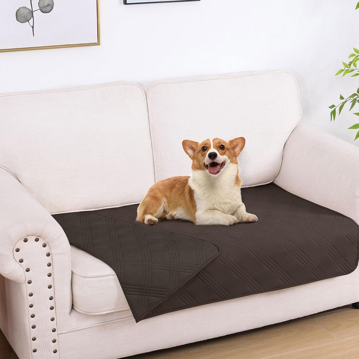 hyha Waterproof Dog Bed Blanket, Soft Pet Blankets, Waterproof Couch Cover for Dogs, Reversible Sofa Covers Washable for Furniture (30x70 Inch, Taupe/Beige)