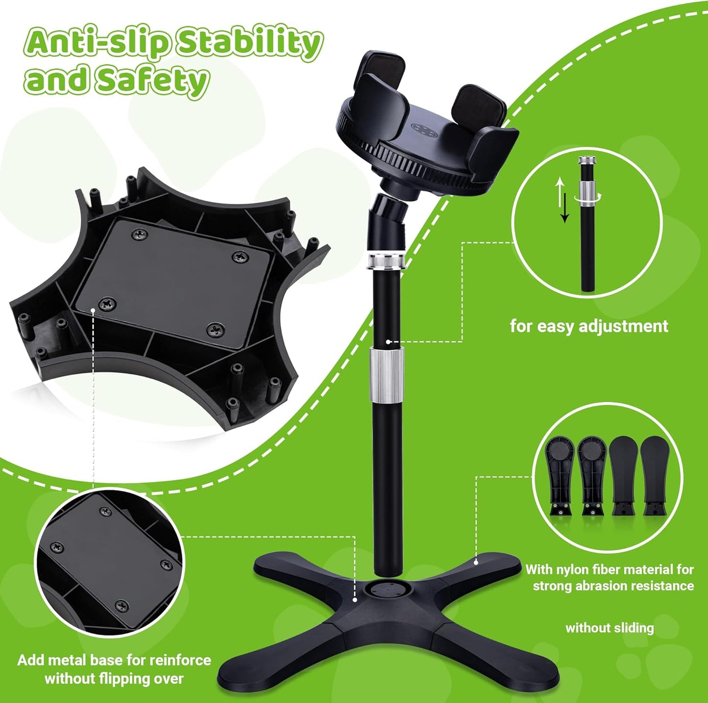 Dog Bowls Elevated Adjustable Stand, Raised Bowl with 3 Heights & Tilted Feeding Stand, Compatible with Various Bowls, for Medium & Large Breeds (1 Pack) Black
