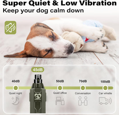 Casfuy 6-Speed Dog Nail Grinder - Newest Enhanced Pet Nail Grinder Super Quiet Rechargeable Electric Dog Nail Trimmer Painless Paws Grooming & Smoothing Tool for Large Medium Small Dogs (Blue)